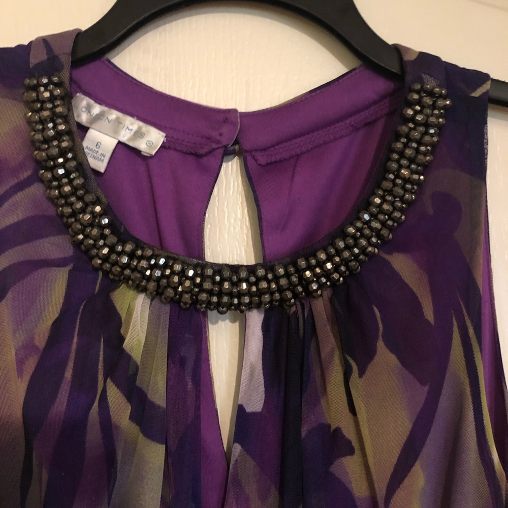 London Times Long Purple/Green Floral Dress